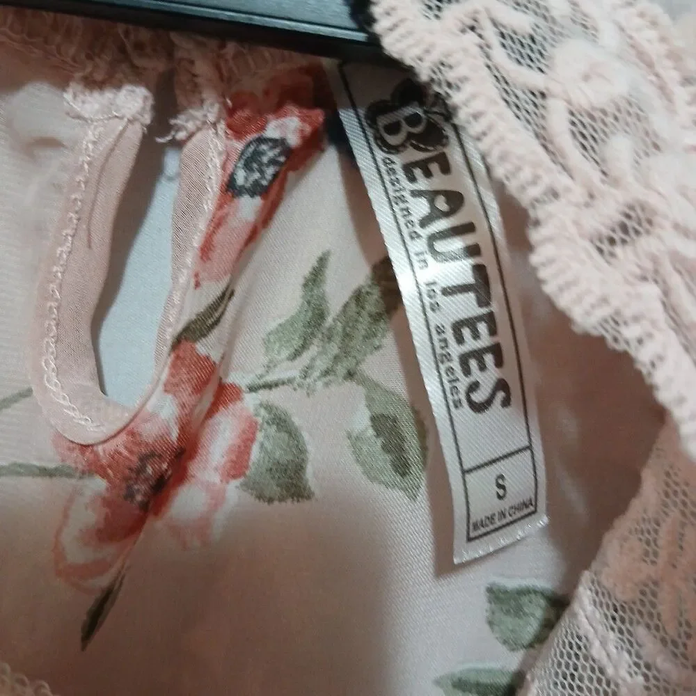 BEAUTEES Girls Pink  Lace Floral Dress Size S